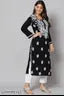 Black Ethnic Motifs Embroidered Round Neck Thread Work Straight Kurta