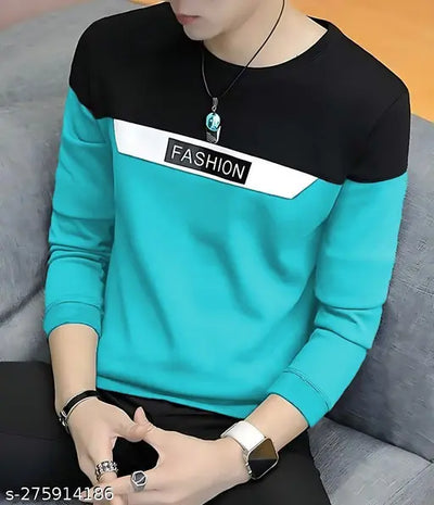 Justfab Men'S Round Neck Cotton Blend Printed Regular Fit T-Shirt | Mens Tshirt, Tshirt For Men, T-Shirt, Cotton Full Sleeve Printed T-Shirt