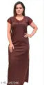 Mishka Fashion Solid Embroidered Women Maxi Nighty/ Night Gown